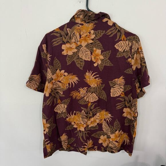 Vintage Sag Harbor Tropical Palm Casual Button Down Shirt Size Large 100% Silk - Picture 2 of 7